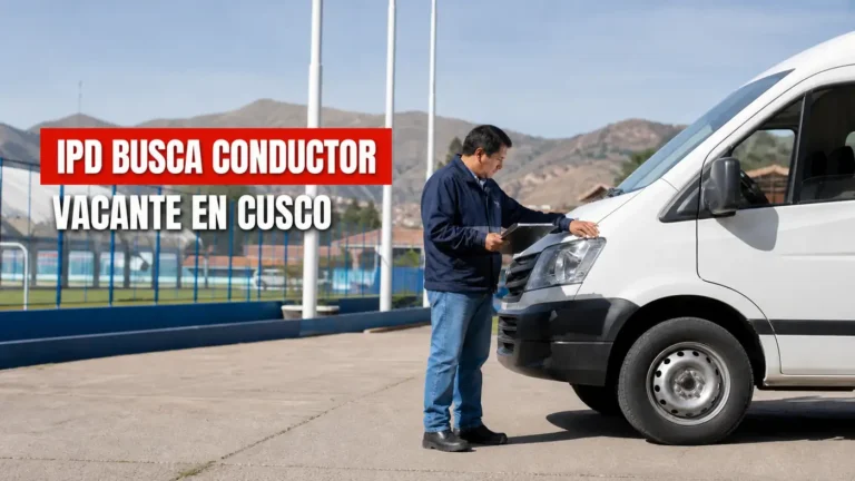 Conductor revisando un vehículo para una vacante del IPD en Cusco