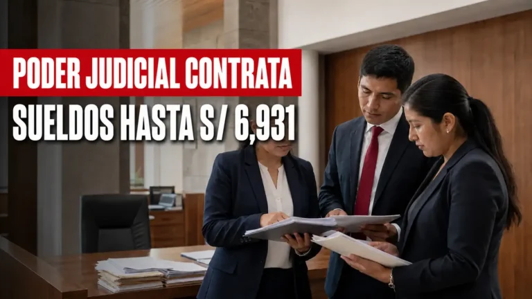 Profesionales revisando expedientes para empleos del Poder Judicial en Cusco