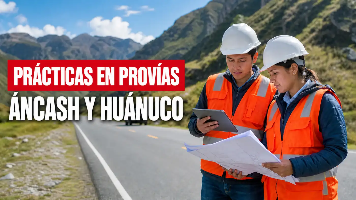 Practicantes de ingeniería inspeccionando una carretera de Provías