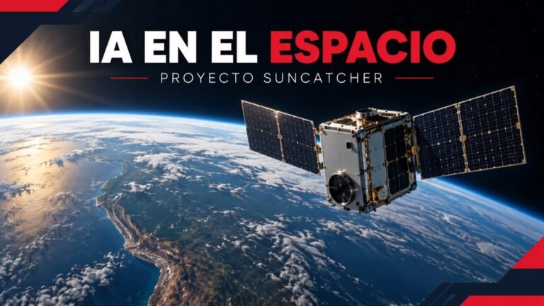 Ilustración conceptual de satélites con chips de IA del proyecto Suncatcher